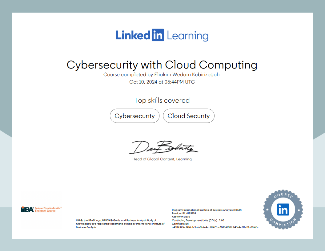 Cybersecurity with Cloud Computing